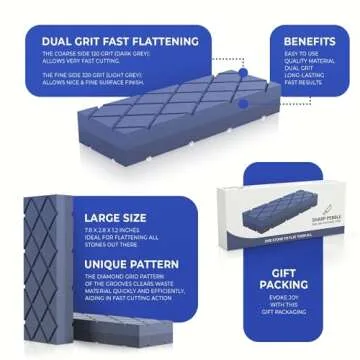 Sharp Pebble Large Flattening Stone- Dual Grit Coarse/Fine Sharpening Stones Flattener- Diamond Grooves Whetstone Fixer-Re Level Any Whetstones & Waterstones