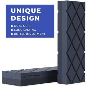 Sharp Pebble Large Flattening Stone- Dual Grit Coarse/Fine Sharpening Stones Flattener- Diamond Grooves Whetstone Fixer-Re Level Any Whetstones & Waterstones