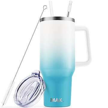 MaxBase 40 Oz Tumbler with Handle and Straw Lid, Insulated Reusable Stainless Steel Travel Mug Keeps...