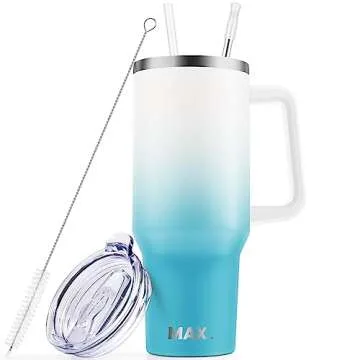 MaxBase 40 Oz Tumbler with Handle and Straw Lid, Insulated Reusable Stainless Steel Travel Mug Keeps...