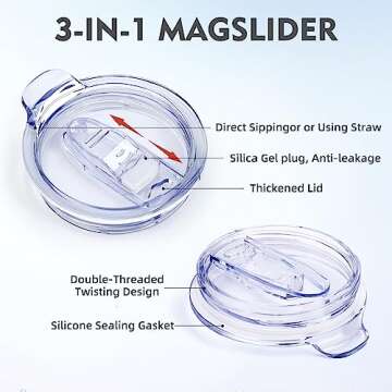 MaxBase 40 Oz Tumbler with Handle and Straw Lid, Insulated Reusable Stainless Steel Travel Mug Keeps Drinks Cold up to 34 Hours, 100% Leakproof Bottle (WhiteBlue)