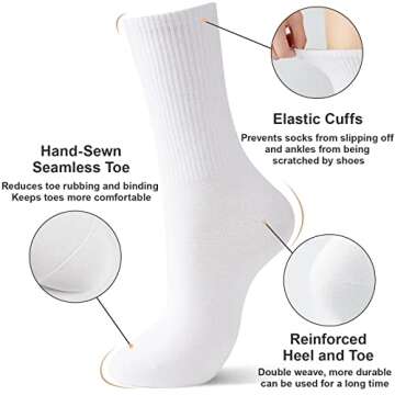 J-BOX Womens 95% Cotton Crew Socks, Thin Soft Comfort Breathable Dress Socks, Above Ankle Crew Socks...