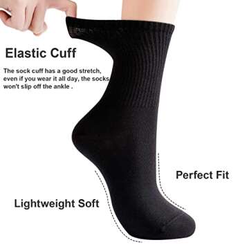 J-BOX Womens 95% Cotton Crew Socks, Thin Soft Comfort Breathable Dress Socks, Above Ankle Crew Socks for Business, Casual.