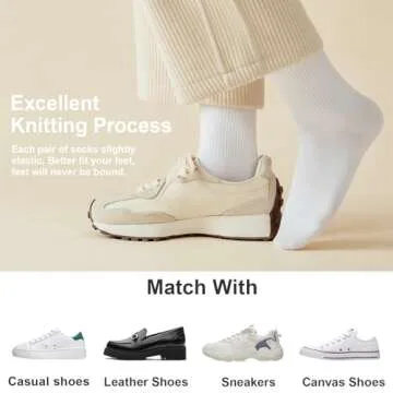 J-BOX Womens 95% Cotton Crew Socks, Thin Soft Comfort Breathable Dress Socks, Above Ankle Crew Socks for Business, Casual.