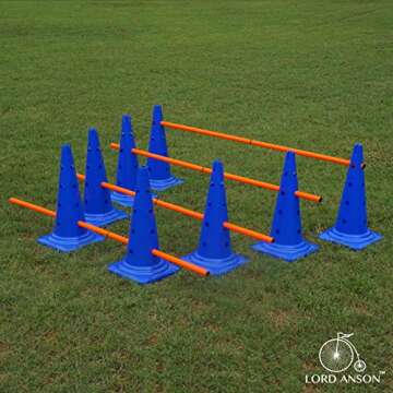 Lord Anson Dog Agility Hurdle Cone Set - 8 Cones & 4 Rods - Adjustable, Versatile, Heavy Duty - Agil...