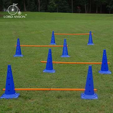 Lord Anson Dog Agility Hurdle Cone Set - 8 Cones & 4 Rods - Adjustable, Versatile, Heavy Duty - Agility, Obedience, Rehabilitation