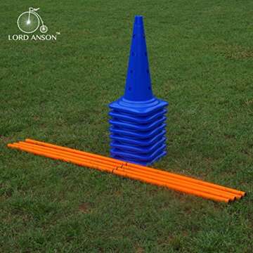 Lord Anson Dog Agility Hurdle Cone Set - 8 Cones & 4 Rods - Adjustable, Versatile, Heavy Duty - Agility, Obedience, Rehabilitation
