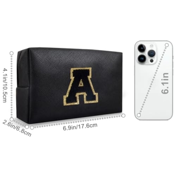 Personalized Initial A-Z Preppy Patch Makeup Bag - Cute Cosmetic Organizer for Teen Girls