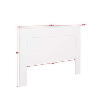 Prepac Stylish Flat Wood Panel Headboard for Queen Size Beds, Simplistic Wooden Queen Headboard 2.25" D x 64.5" W x 48" H, White, WHFQ-1301-1