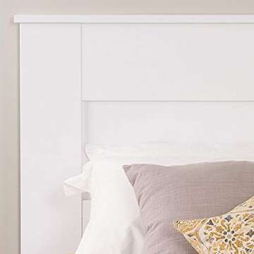 Prepac Stylish Flat Wood Panel Headboard for Queen Size Beds, Simplistic Wooden Queen Headboard 2.25" D x 64.5" W x 48" H, White, WHFQ-1301-1