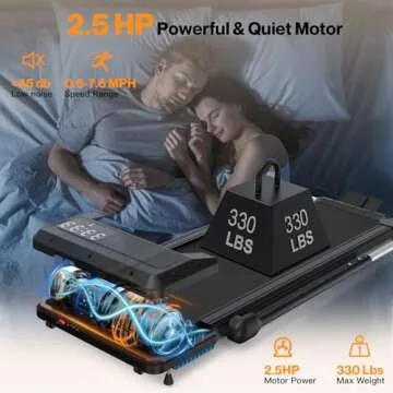 Walking Pad Treadmill, Under Desk Treadmill with Incline for Home/Office, 2 in 1 Folding Treadmill with APP/Remote Control and LED Display, 0.6-7.6 MPH 330 lbs Capacity