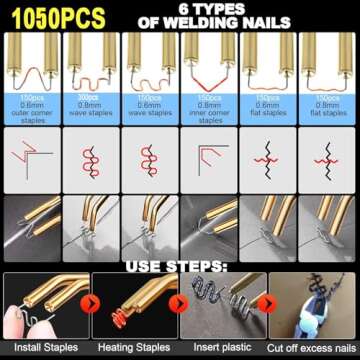 Plastic Welding Machine Car Bumper Repair Kit,Hot Stapler Plastic Repair Welder Soldering Kit,6Types...