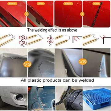 Plastic Welding Machine Car Bumper Repair Kit,Hot Stapler Plastic Repair Welder Soldering Kit,6Types 1050 Staples,Hot Staple Gun Plastic Welder&Flat/Outside Corner/Inside Corner/Wave Staples