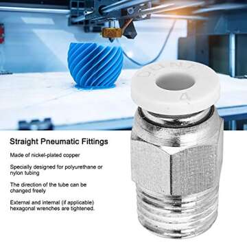 10Pcs Silver M10 Thread Push to Connect Pneumatic Fittings