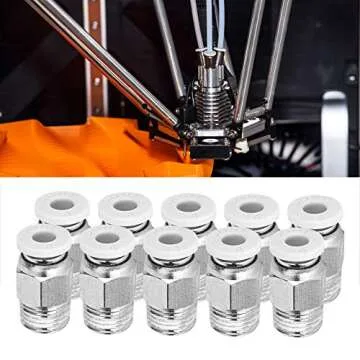 10Pcs Silver M10 Thread Push to Connect Pneumatic Fittings
