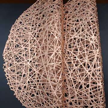 AdasBridal Rose Gold Round Placemats for Dinner Table Set of 6 Metallic Hollow Out Line Circle Table Mats Vinyl Place Mats for Table Decor Wedding Accent Centerpiece