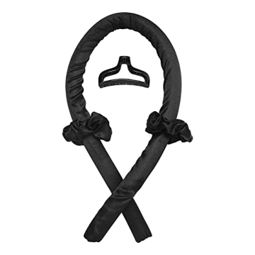 Heatless Curling Rod Headband No Heat Silk Ribbon Curling Rod Hair Roller Curls with Hair Claw Clip ...