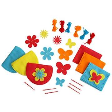 Serabeena Sew Your Own Purses - Sewing Kit for Kids - Felt Crafts for Kids - Sewing for Kids Ages 4-8 Plus - Felt Kit - Helps Develop Fine Motor Skills - DIY Kits for Kids with 6 Purses & Accessories