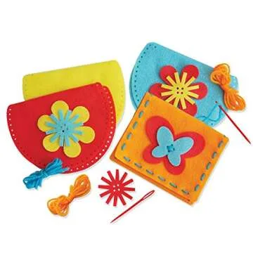 Serabeena Sew Your Own Purses - Sewing Kit for Kids - Felt Crafts for Kids - Sewing for Kids Ages 4-8 Plus - Felt Kit - Helps Develop Fine Motor Skills - DIY Kits for Kids with 6 Purses & Accessories