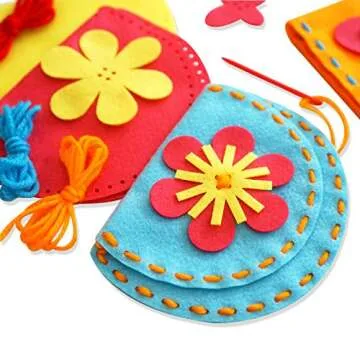 Serabeena Sew Your Own Purses - Sewing Kit for Kids - Felt Crafts for Kids - Sewing for Kids Ages 4-8 Plus - Felt Kit - Helps Develop Fine Motor Skills - DIY Kits for Kids with 6 Purses & Accessories