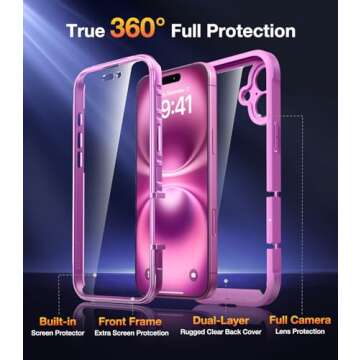 Diaclara iPhone 16 Case - Ultimate Rugged Protection in Pink