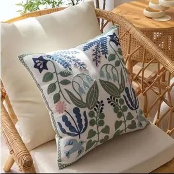 YIcabinet Pillow Covers Set of 2, Embroidered Branch Pattern Throw Pillow Cover,Square Cotton Cushio...