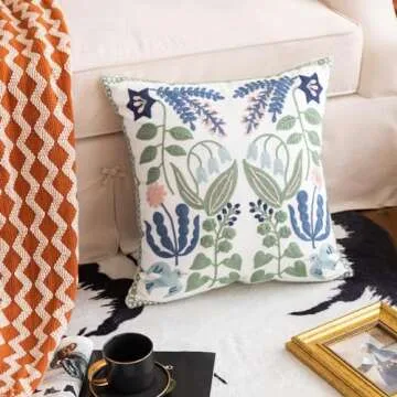 YIcabinet Embroidered Cotton Pillow Covers Set of 2