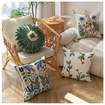 YIcabinet Embroidered Cotton Pillow Covers Set of 2
