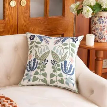 YIcabinet Embroidered Cotton Pillow Covers Set of 2