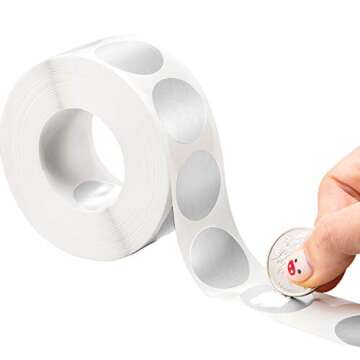 Leinuosen Scratch Off Sticker Round Labels 1 inch Self Adhesive Scratch Off Sticker for Business, Wedding Party, Party Favor(1000 Pieces)