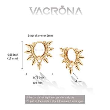 Stylish VACRONA Gold Huggie Hoop Earrings for Women