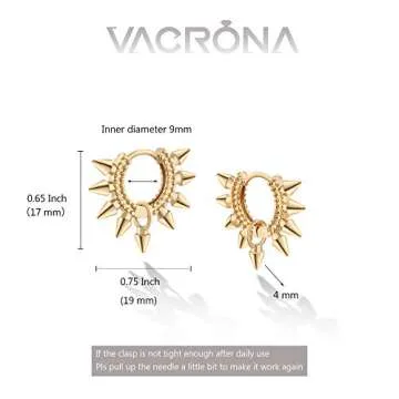 Stylish VACRONA Gold Huggie Hoop Earrings for Women