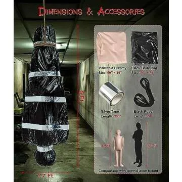 AnanBros 5ft Hanging Corpse Dead Victim Props Halloween Decorations, Haunted Creepy House Halloween ...