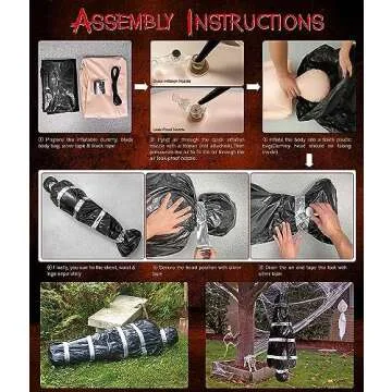 AnanBros 5ft Hanging Corpse Dead Victim Props Halloween Decorations, Haunted Creepy House Halloween Decor,Scary Halloween Decorations Outdoor Clearance, Outdoor Halloween Inflatables Yard Decorations