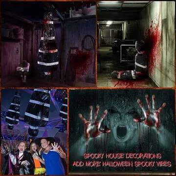 AnanBros 5ft Hanging Corpse Dead Victim Props Halloween Decorations, Haunted Creepy House Halloween Decor,Scary Halloween Decorations Outdoor Clearance, Outdoor Halloween Inflatables Yard Decorations