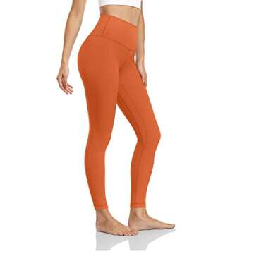 HeyNuts Essential 7/8 Leggings High Waisted Yoga Pants for Women, Soft Workout Pants Compression Leggings with Inner Pockets Mecca Orange_25''S(4/6)