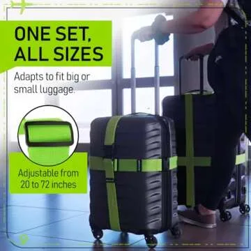 Untethered 4-Pack Luggage Straps | Suitcase Strap, Luggage Strap, Luggage Belt Strap, Luggage Straps for Suitcases TSA Approved, Suitcase Belt Strap, Bag Straps for Luggage. Buckle Straps and Wraps.