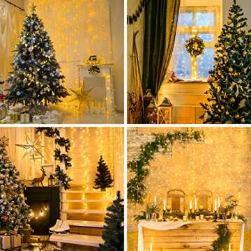 suddus Curtain Lights for Bedroom, 200 Led Hanging String Lights Outdoor, Fairy Curtain Lights Indoor for Christmas, Dorm, Wall, Backdrop, Window, Wedding, Party, Brithday Decor, Warm White