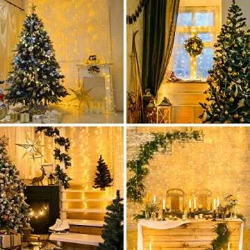 suddus Curtain Lights for Bedroom, 200 Led Hanging String Lights Outdoor, Fairy Curtain Lights Indoor for Christmas, Dorm, Wall, Backdrop, Window, Wedding, Party, Brithday Decor, Warm White