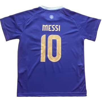 GITGIE 2024 Argentina #10 Leo Copa-American Away Kids Football Soccer Jersey/Shorts/Socks Kit Youth Sizes (Blue, 20)