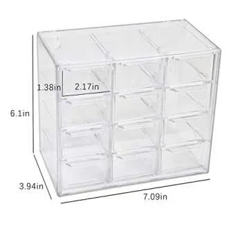 Mini Desktop Drawer Box 12 Compartments Plastic Desk Organizer Office Supplies and Jewelry Storage Box for Office, School, Cosmetic, Jewelry, Hair Clips, Small Parts, etc