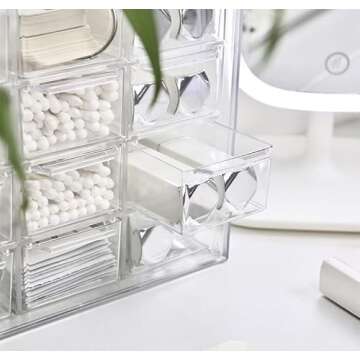 Mini Desktop Drawer Box 12 Compartments Plastic Desk Organizer Office Supplies and Jewelry Storage Box for Office, School, Cosmetic, Jewelry, Hair Clips, Small Parts, etc
