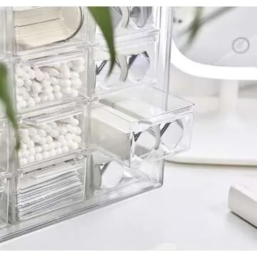 Mini Desktop Drawer Box 12 Compartments Plastic Desk Organizer Office Supplies and Jewelry Storage Box for Office, School, Cosmetic, Jewelry, Hair Clips, Small Parts, etc
