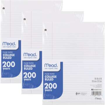 Mead Loose Leaf Paper 3 Pack - Essential Notebook Paper for School & College