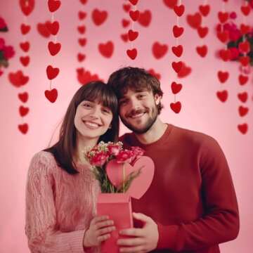 Noverlife 20PCS Valentines Felt Hearts, 1.7inch Heart Wool Balls for Crafts Red Felt Balls Pom Pom Balls for Felt Ball Garland, Felt Heart Ornaments Wool Felt Balls for Art Projects & Valentine Decor