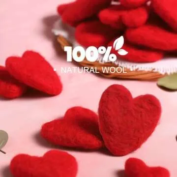 Noverlife 20PCS Valentines Felt Hearts, 1.7inch Heart Wool Balls for Crafts Red Felt Balls Pom Pom Balls for Felt Ball Garland, Felt Heart Ornaments Wool Felt Balls for Art Projects & Valentine Decor