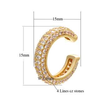 ANNBABIC Ear Cuffs for Women - CZ Paved Hoop Conch Cuff Earrings for Men - Sparkle Rhinestones Clip ...