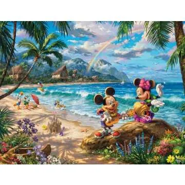 Ceaco - 4 in 1 Multipack - Thomas Kinkade - Disney Dreams Collection - Snow White, Mickey & Minnie Mouse, & Pocahontas - (4) 500 Piece Jigsaw Puzzles