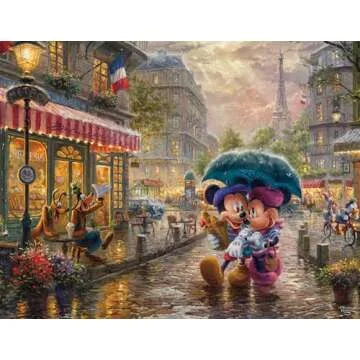 Ceaco - 4 in 1 Multipack - Thomas Kinkade - Disney Dreams Collection - Snow White, Mickey & Minnie Mouse, & Pocahontas - (4) 500 Piece Jigsaw Puzzles