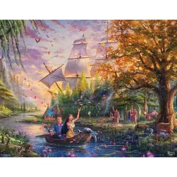 Ceaco - 4 in 1 Multipack - Thomas Kinkade - Disney Dreams Collection - Snow White, Mickey & Minnie Mouse, & Pocahontas - (4) 500 Piece Jigsaw Puzzles